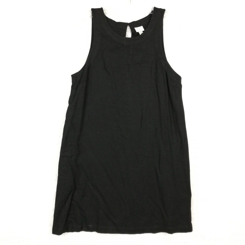 A New Day Womens Shift Dress Tank Linen Blend Black Sleeveless Above Knee M‎